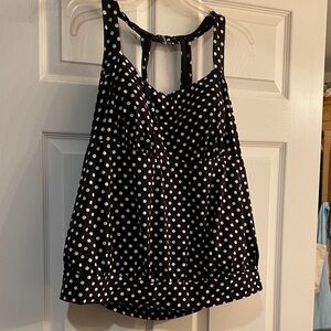 Lands' End Black and White Polka Dot Blouse